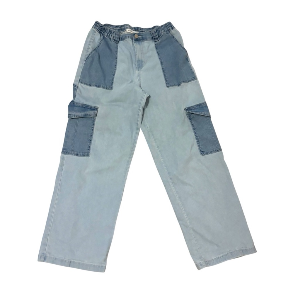 Almost Famous Two-Tone Light Blue Patchwork Cargo… - image 1